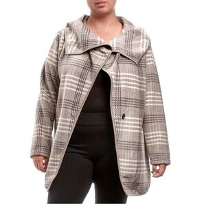 Ellen Reyes Womens Plus Size Plaid Shawl Lapel Snap Button Jacket/Coat, Sz 2X